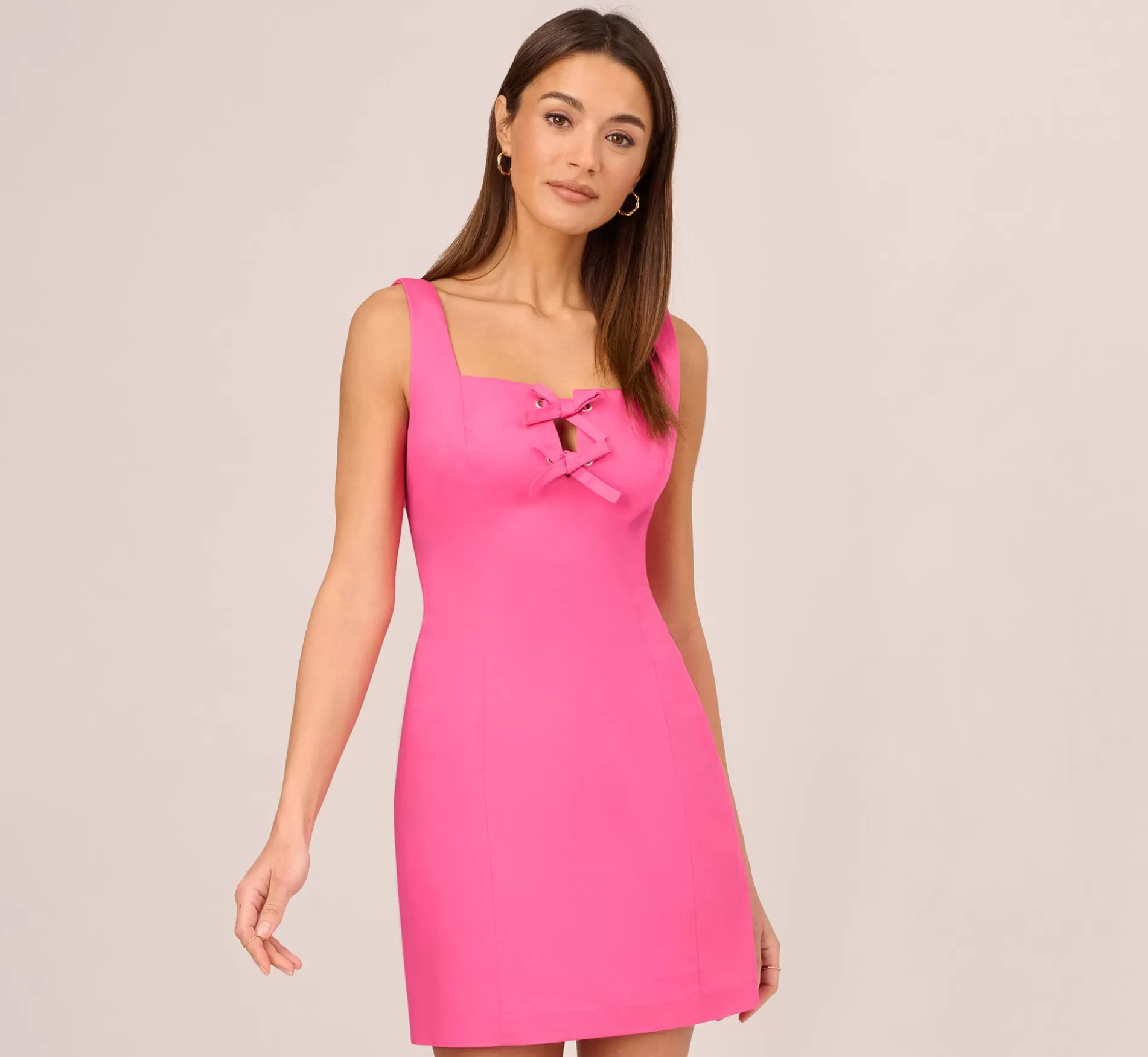 Sale Tank Strap Dress With Bow Accented Neckline In Magenta Formal | Day Dresses